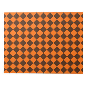 Orange-Braun-Diamant-Schachbrettmuster Notizblock