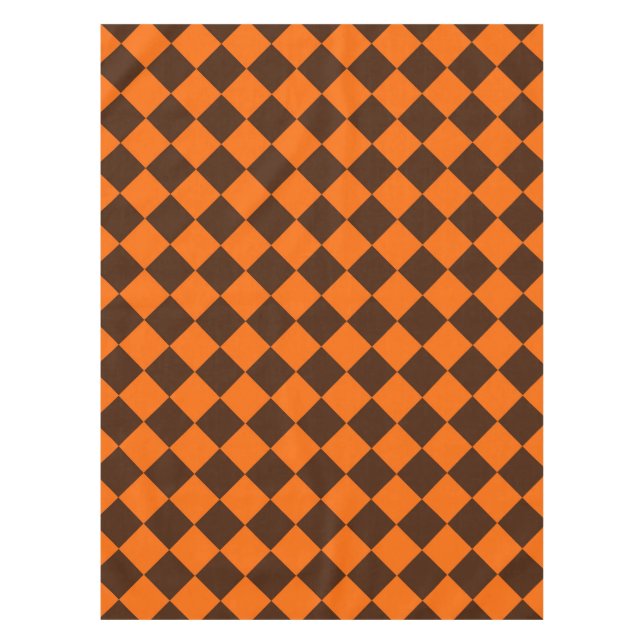 Orange-Braun-Diamant-Schachbrettmuster Tischdecke (Vorderseite)