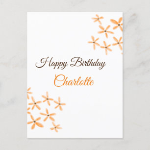 Orange braune Blume Alles Gute zum Geburtstag Name Postkarte