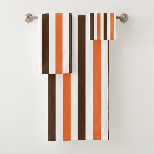 Orange-braune Muster für vertikale Streifen Badhandtuch Set (Insitu)