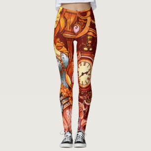 Orange + Braune Steampunk-Meerjungfrau Maßgeschnei Leggings
