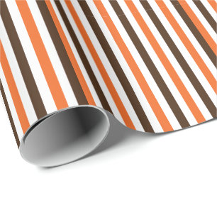 Orange Braune Vertikale Streifen Geschenkpapier