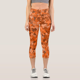 Orange Braunes Dreieckmuster Capri Leggings