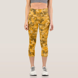 Orange Braunes Dreieckmuster Capri Leggings