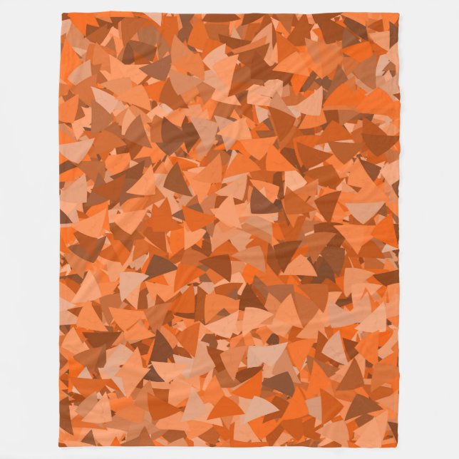 Orange-Braunes Dreieckmuster Fleecedecke (Vorderseite)