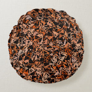 Orange Braunes Schwarzes Dreieck Nahtloses Muster Rundes Kissen