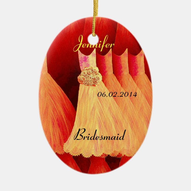 ORANGE Brautjungfer danken Ihnen Hochzeit Keramikornament (Vorne)