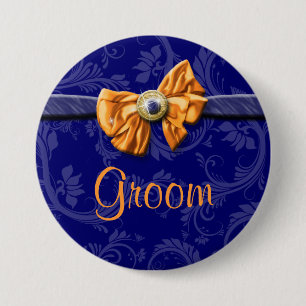 Orange Brautpartyhochzeit des Marineblaus Button