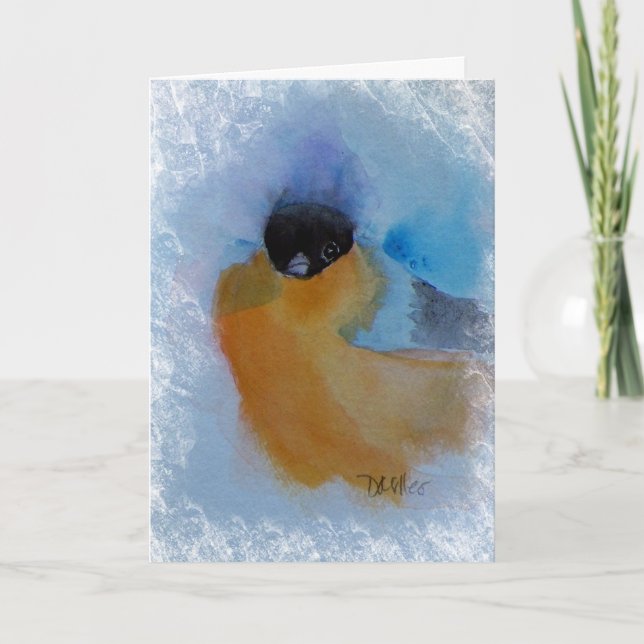 Orange Breasted Winter Bird Watercolor Weihnachten (Vorderseite)