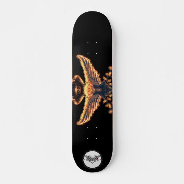Orange brennende Phoenix Ghosting Panda Patrol Skateboard (Vorne)