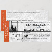 Orange Brésil Mariage Boarding Pass Invitation