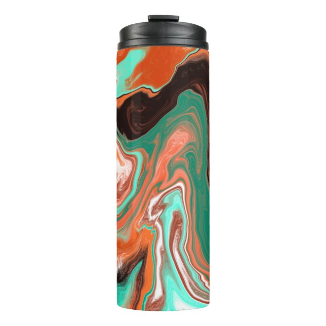 Orange Brown Abstrakt Art modern Thermal Tumbler Thermosbecher (Vorderseite)