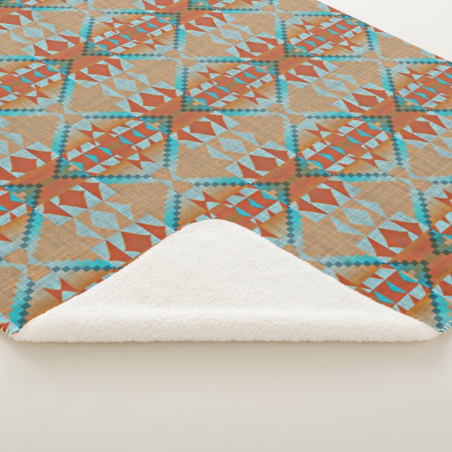 Orange Brown Aqua Sherpadecke (3/4)