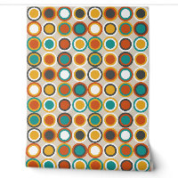 Orange Brown Aquamarin Blue Mid Century Circles Mu