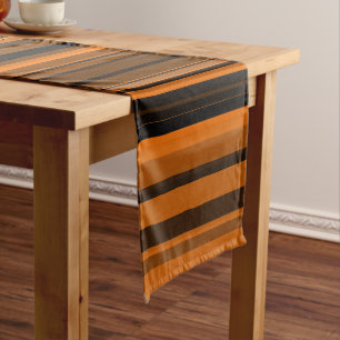 Orange Brown Black Stripes Großer Tischläufer
