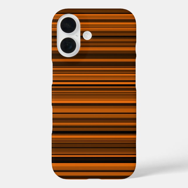 Orange Brown Black Stripes iPhone 16 Hülle (Rückseite)