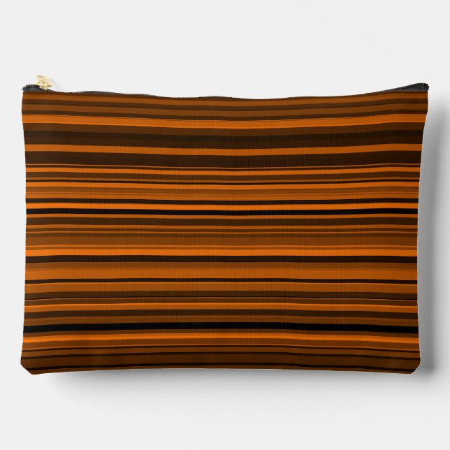 Orange Brown Black Stripes Zubehörtasche (Vorderseite)