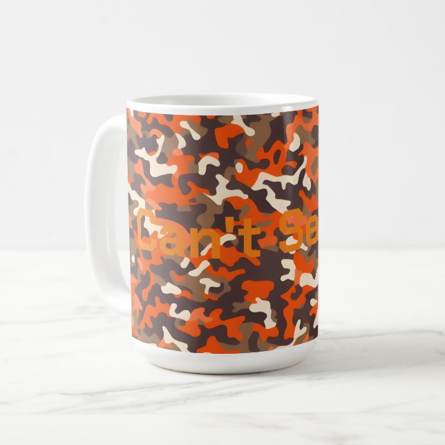 Orange & Brown Camouflage kann mich nicht sehen Kaffeetasse (Vorderseite Links)