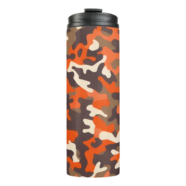 Orange & Brown Camouflage Thermosbecher (Vorderseite)