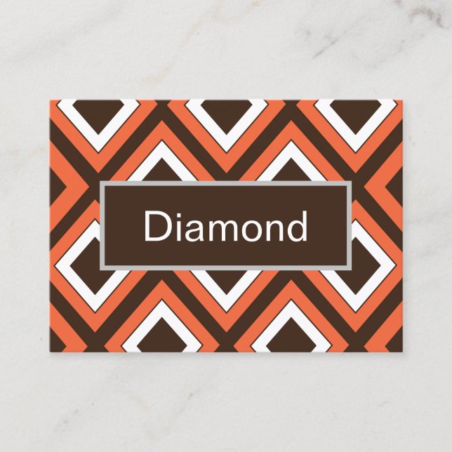 Orange Brown Diamond Geometric Muster Visitenkarte (Vorderseite)