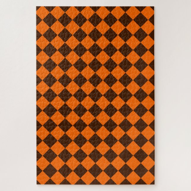 Orange Brown Diamond Schachbrett Pattern (Vertikal)