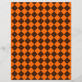 Orange Brown Diamond Schachbrett Pattern Briefbogen
