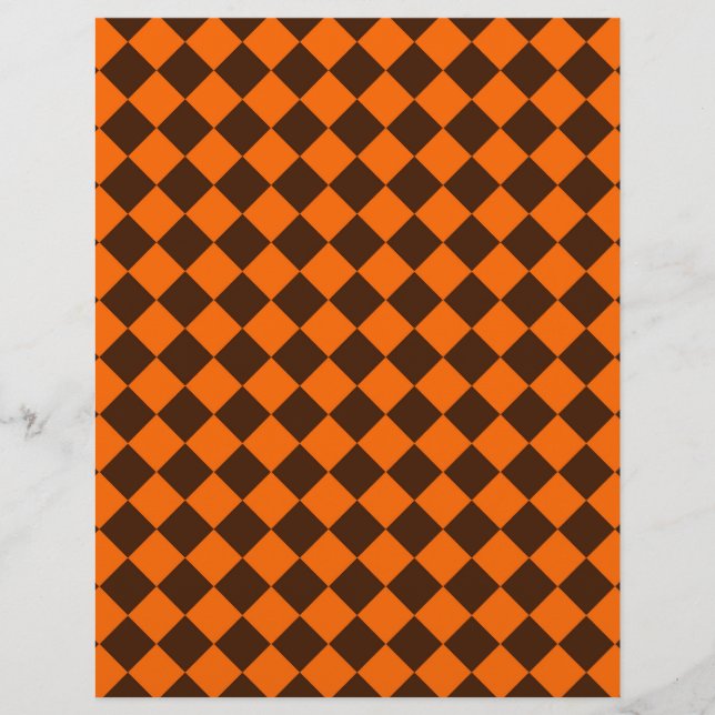 Orange Brown Diamond Schachbrett Pattern Briefbogen (Vorderseite)