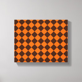 Orange Brown Diamond Schachbrett Pattern Leinwanddruck