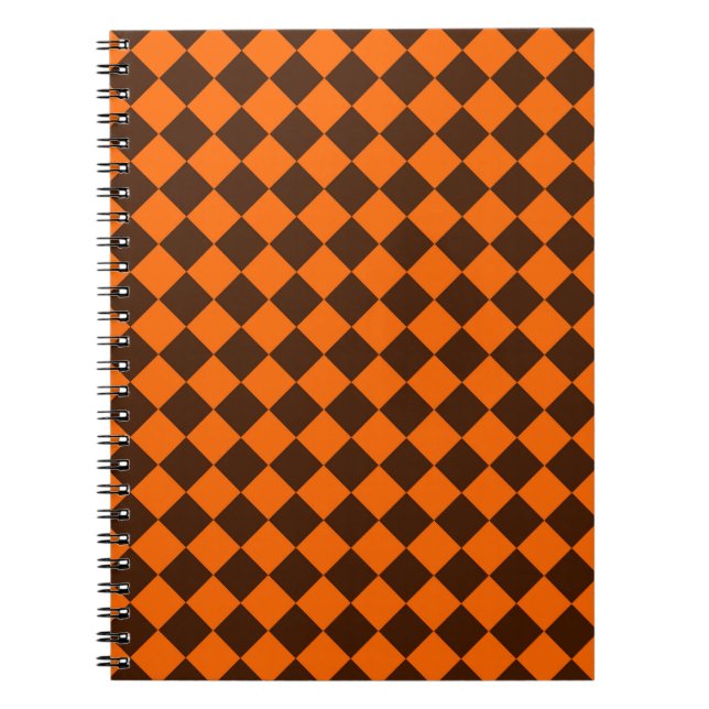 Orange Brown Diamond Schachbrett Pattern Notizblock (Vorderseite)