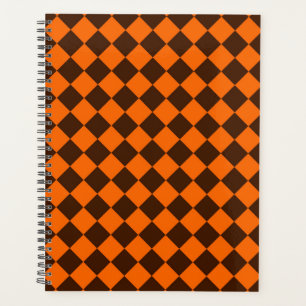 Orange Brown Diamond Schachbrett Pattern Planer