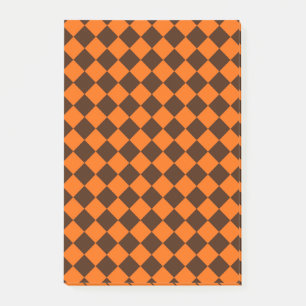 Orange Brown Diamond Schachbrett Pattern Post-it Klebezettel