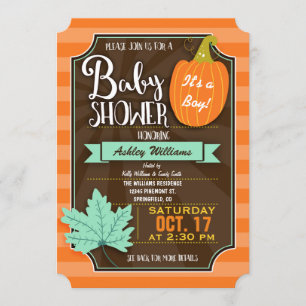 Orange & Brown Fall oder Halloween-Kinderdusche Einladung