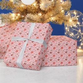 Orange Brown floral Botanical Modern Christmas Geschenkpapier