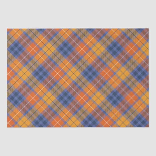 Orange Brown Lila Herbst Kariert Seidenpapier (Vorderseite)