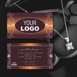 Orange Brown Ombre Verziert Sparkle Juwelen mit Lo Visitenkarte