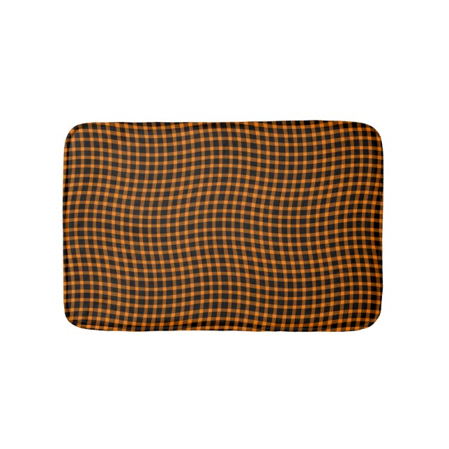Orange Brown Plaid Checker Seamless Pattern Badematte (Vorderseite)