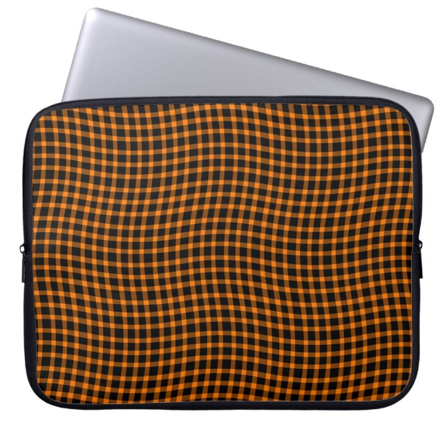 Orange Brown Plaid Checker Seamless Pattern Laptopschutzhülle (Vorderseite)