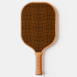 Orange Brown Plaid Checker Seamless Pattern Pickleball Schläger