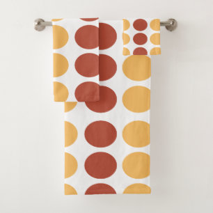 Orange Brown Polka Dot Pattern Badhandtuch Set