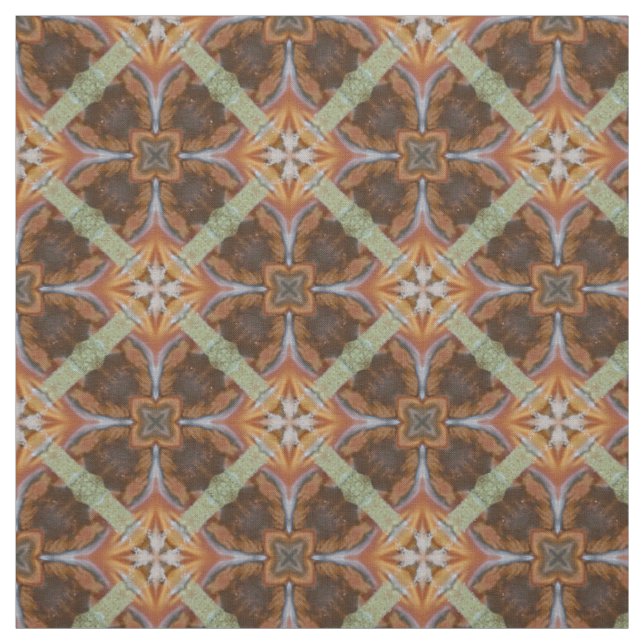 Orange Brown ScrollCircles gepolstertes grünes Mus Stoff (Muster)