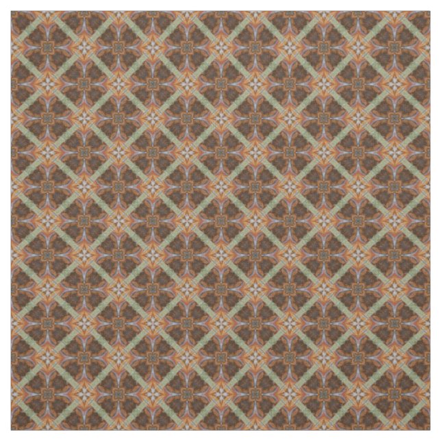 Orange Brown ScrollCircles gepolstertes grünes Mus Stoff (Muster)