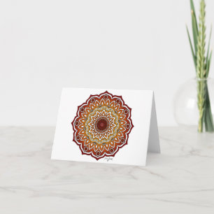 Orange & Brown Spiral and Floral Mandala Karte