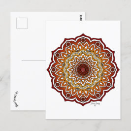 Orange & Brown Spiral and Floral Mandala Postkarte