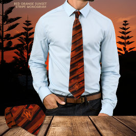 Orange Brown Sunset Novelty Striped Neck Tie Krawatte