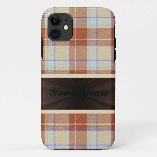 Orange Brown Tartan mit Ribbon Case-Mate iPhone Hülle (Rückseite)