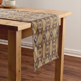 Orange Brown Taupe Beige Grau Tribal Muster Kurzer Tischläufer