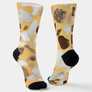 Orange Brown Terrazzo Muster Socken