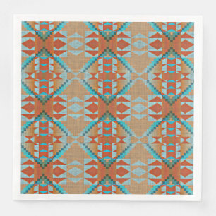 Orange Brown Türkise Blue Eclectic Ethnic Look Serviette