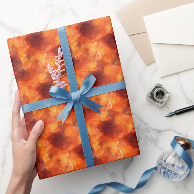 Orange & Brown Wasserfarbe Abstrakt Geschenkpapier (Schenken)