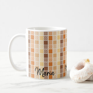 Orange Brown Yellow Karierte Tasse